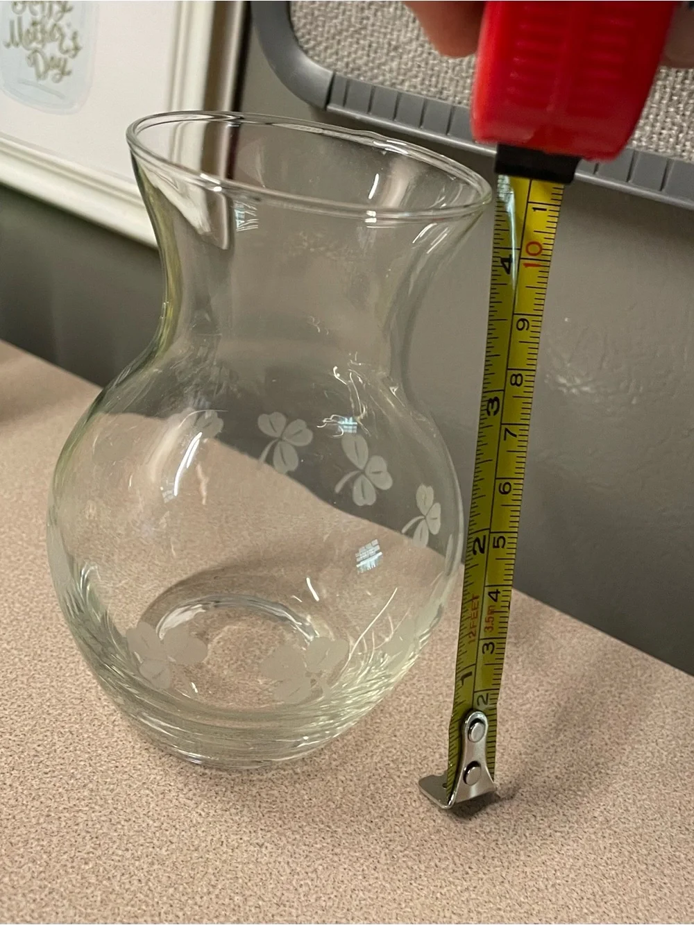 Clear Glass Vase with Shamrock ☘️ Design